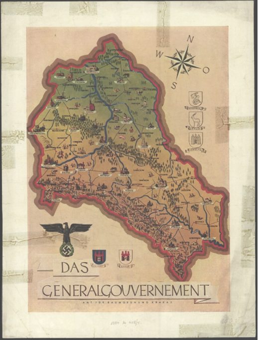 The General Government with Distrikt Galizien, after August 1941. Biblioteka Narodowa ZZK 18 760.