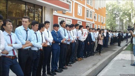 Students at the Tajik Technical University during the protests in September 2016. Photo: Khovar.tj