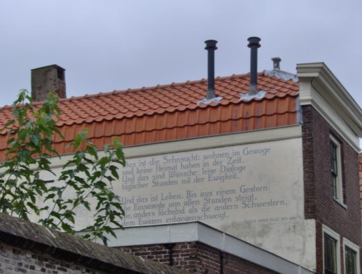 Poem of Rilke on a wall in Leiden.
